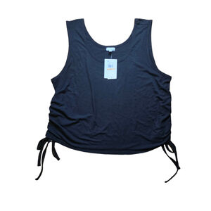 Women's Lovefire Tank Top 3X Black Ruched Tie Sides